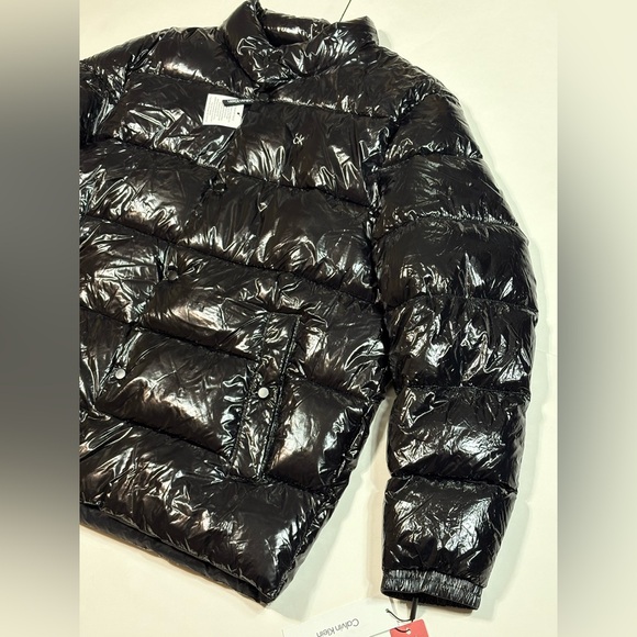 NEW Calvin Klein Men’s Water Resistant Insulated Puffer Jacket Coat Black Shine - Picture 5 of 15